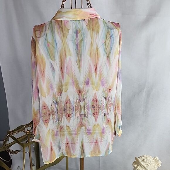 Peter Nygard Size 12 Sheer Chiffon Shacket - Picture 9 of 10